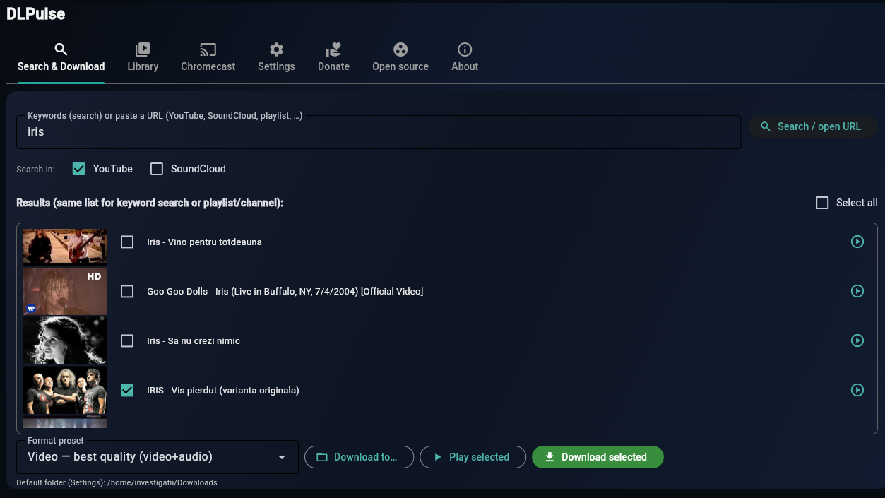 DLPulse Flet - main screen